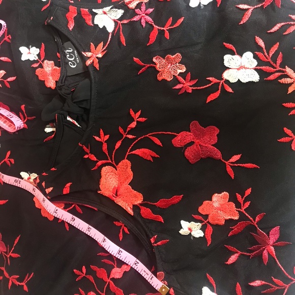 ECI sleeveless embroid. tulle sheath swing dress M - Picture 7 of 8